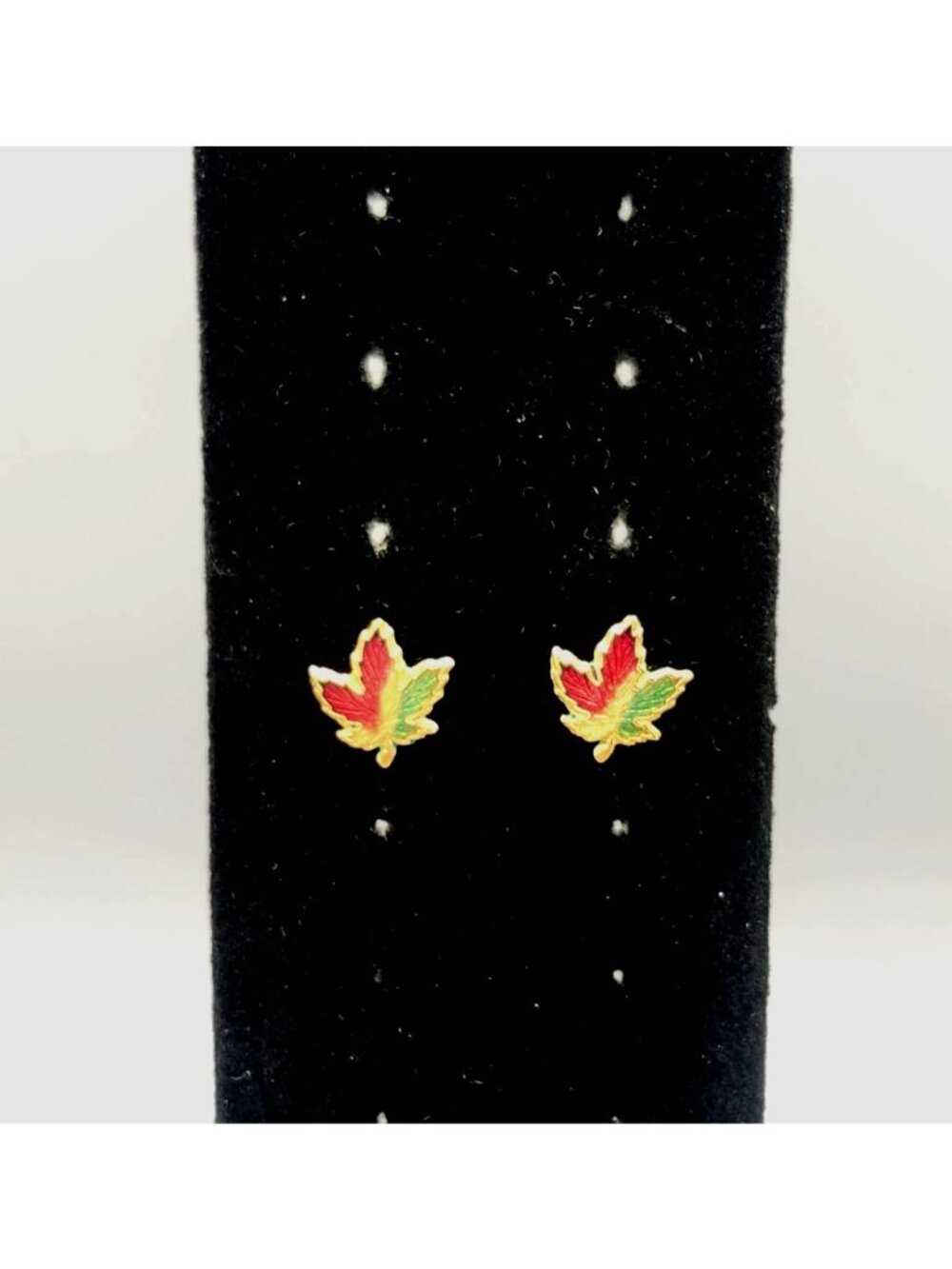 Maple Leaf Enamel Gold-Tone Stud Earrings Autumn Inspired Jewelry Multicolor Sma